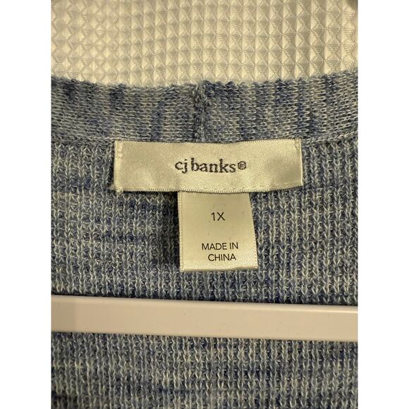 CJ Banks NWT Women's 1X Cottagecore Blue Knit Open Front Longline Cardigan - Picture 6 of 11